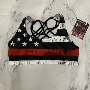 Red American Flag Born Primitive Sports Bra